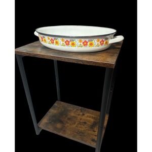 Vintage Mid-Century Enamel Floral
Roasting Pan‎